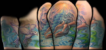 Looking for unique  Tattoos? water hands with doves